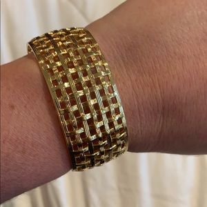Gold basket weave Rustic Cuff